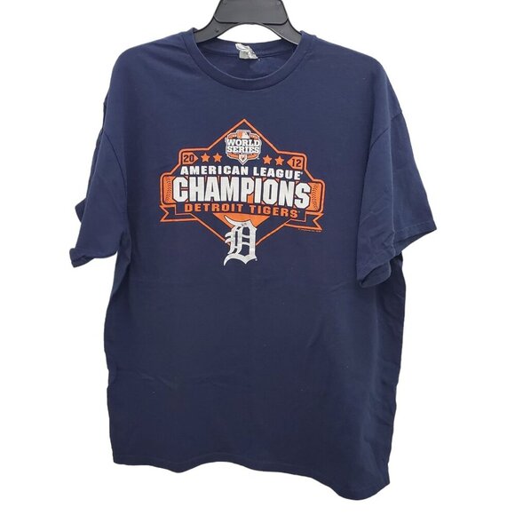 Delta MLB Detroit Tigers 2012 Champions Navy Blue Graphic Baseball Tee Unisex XL - Picture 1 of 5